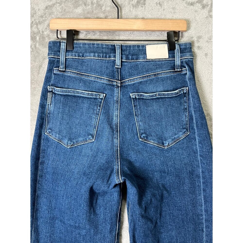 PAIGE Anessa 31 Wide Leg Jeans Size 29 High Rise Raw Hem Vintage Wash Denim - Picture 4 of 10